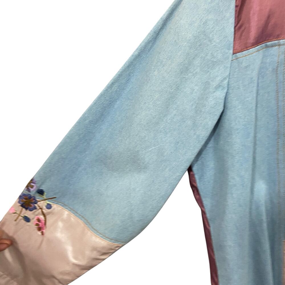 Indigo Moon Embroidered Patch Button Up Jacket Wo… - image 5